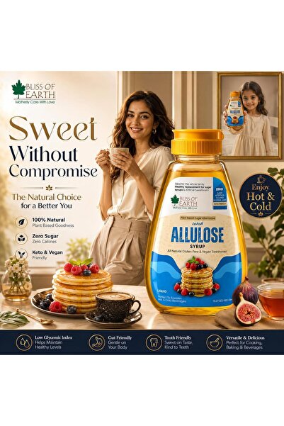 Bliss of Earth Allulose Syrup, 450g | Liquid Sugar Alternative for Baking Beverages and Daily Kitchen Use