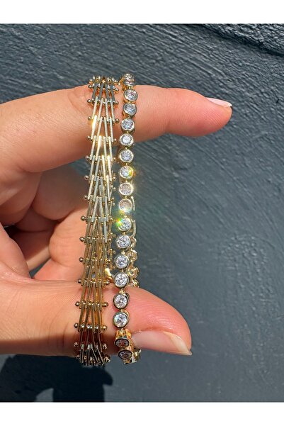 XP 2li kombin bileklik seti Xuping JEWELRY 14ayar altın kaplama suya dayanıkl...