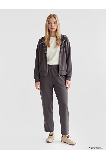 LC Waikiki Vizyon New Season Gray Striped Women's Sweatpants