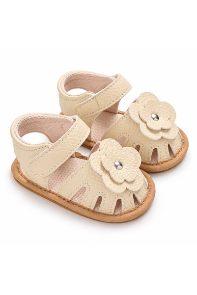 Hibobi Premium EU18-19 Baby Girl Sandals, Flower Detail Open-Toe Shoes with H...