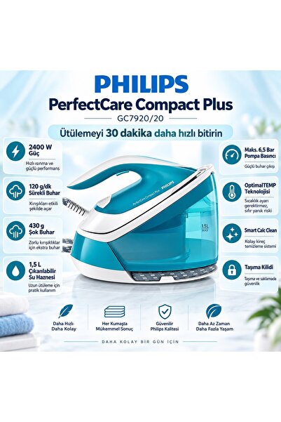 Philips Gc7920/20 Perfectcare Compact Plus Buhar Kazanlı Ütü