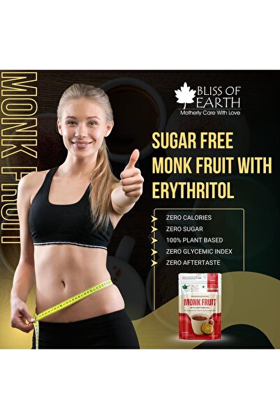 Bliss of Earth Monk Fruit Sweetener with Erythritol, 100g | Granular Natural Sugar Alternative for Beverages