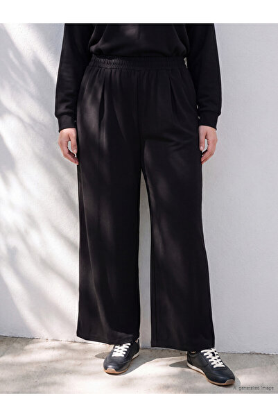 LC Waikiki Vizyon New Season Black Plus Size Women's Sweatpants