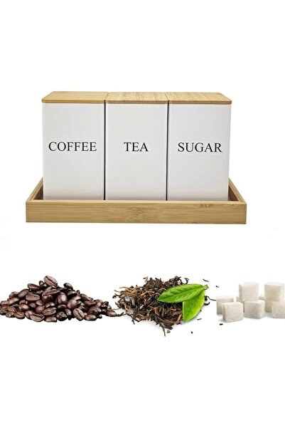 GENERAL 3 Pcs Coffee Tea Sugar Container Set, 1000 ml Kitchen Canister Set wi...
