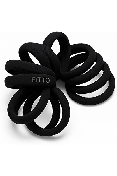 fitto رباطات شعر سوداء ناعمة ومرنة بدون خياطة وبدون معدن - متينة ولا تسبب أي ضرر
