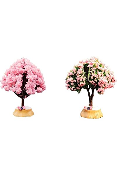 ELECDON 2 Pcs Simulated Mini Plastic Flower Trees - Small Model Trees for San...