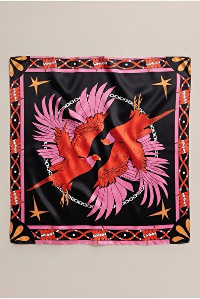 viki concept Black Red Flying Birds Pattern Scarf Bandana 50X50 cm