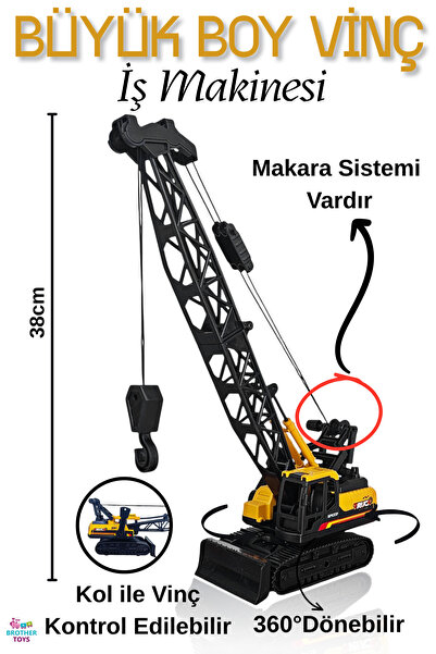 Brother Toys Dev Boy Vinç Kepçe Sarılır Makaralı İpli Oyuncak İş Makinesi Pal...