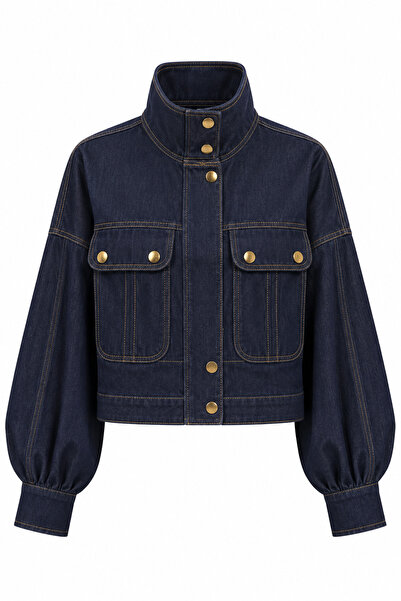 HAZELANNA Gold Düğmeli Denim Ceket
