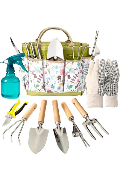 Bamworld 9-Piece Gardening Tools Set with Heavy Duty Rust-Proof Stainless Ste...