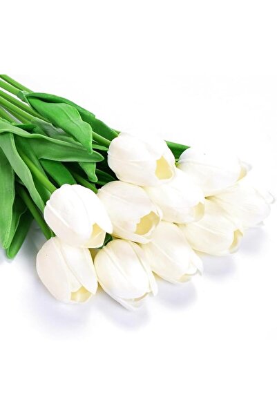 GENERAL 12Pcs Artificial Tulips Silk Flowers, Long Stem and Green Leaves, Fak...