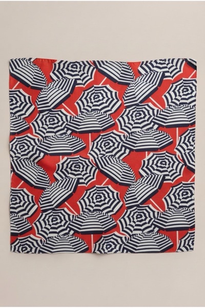 viki concept Red Navy Blue Optical Fan Pattern Scarf Bandana 50X50 cm