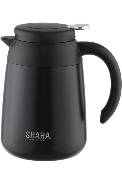 SHAHA قارورة فراغية من الفولاذ المقاوم للصدأ، سعة 1 لتر، لون أسود