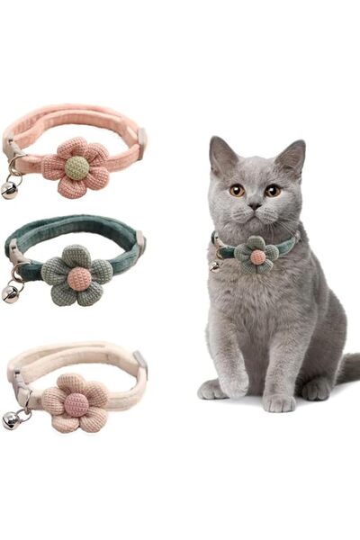 X SPRING Xsping Cat Collar with Flower, 3 PCS Kitten Collar, Plush Collar Nec...