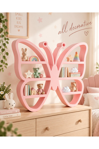 ALL DECORATİVE Kelebek Figürlü Çocuk Odası Rafı