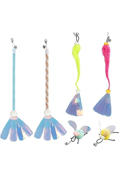 KASTWAVE Interactive Cat Wand Toy Refills, with Bells, Sequins Cat Insect Rep...