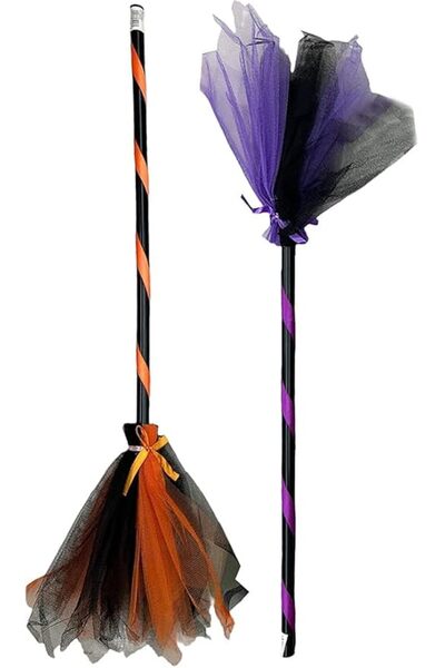 GENERAL 2-Piece Children's Witch Broom Set in Assorted Colors for Halloween C...