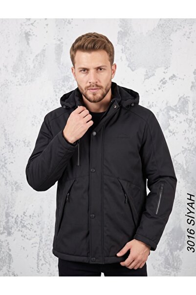 Erkek kışlık rüzgar soğuk ve su geçirmez içi polarlı kapüşonlu outdoor mont