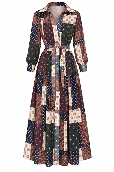 HAZELANNA Multi-Patterned Belted Dress