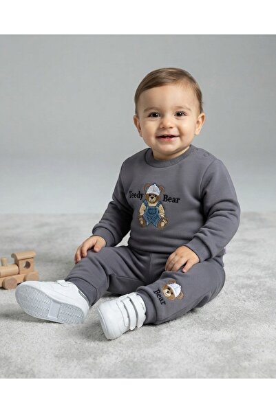 Ege Bebek Erkek Bebek Kışlık 3 İplik Şardonlu Bear Ayı Baskılı 6-9-12-18-24 A...
