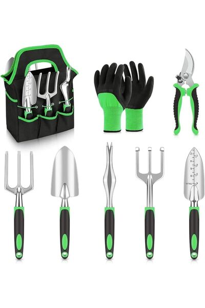 Yelajoy Garden Tool Set,8 Pcs Heavy Duty and Lightweight Aluminium Alloy Gard...