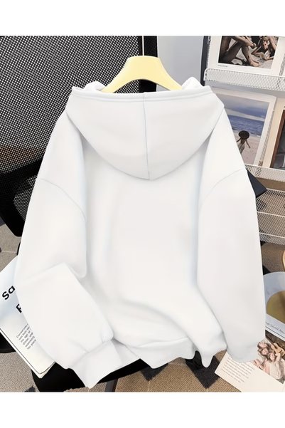 EURO CODE Panda Printed Hooded Oversize Sweatshirt