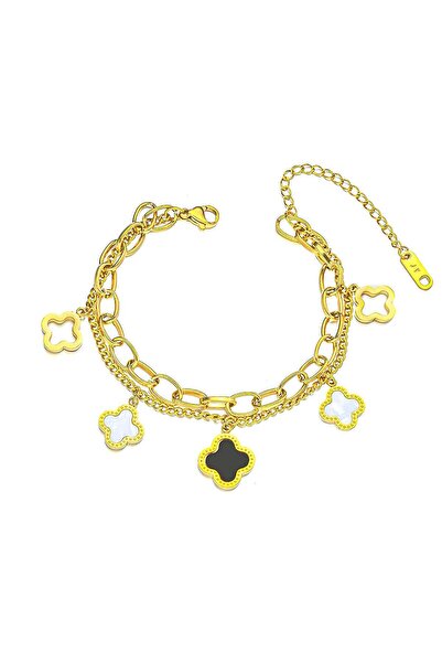 Generic Brand Bella Clover Charm Bracelet - 18K Gold-Plated, Waterproof & Hyp...