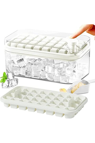 ALMEKAQUZ Ice Cube Tray with Lid for Freezer 64 Nuggets Silicone Ice Cube Tra...