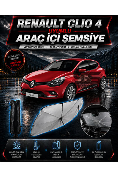 STS Oto Aksesuar Renault Clio 4 Araç Ön Cam Güneşliği Katlanabilir Şemsiye Ot...