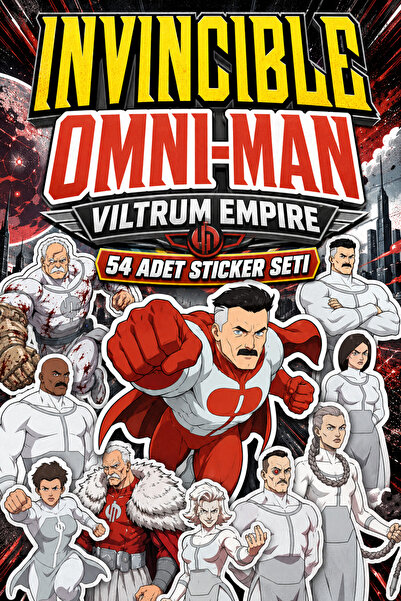 Star Figür Invincible Omni-Man Viltrum Empire 54 Adet Sticker Seti | Çıkartma...