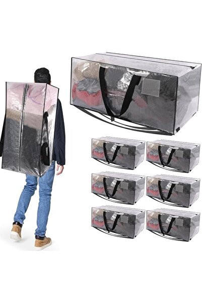 GENERAL Heavy Duty Moving Bags, 8 Pack Clear Extra Large Organizer Storage Bo...