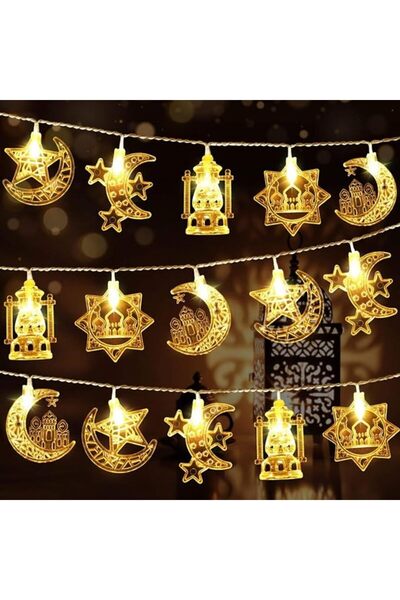 REOCLE سلسلة أضواء LED لرمضان بطول 10 أمتار و80 مصباح، زينة منزلية بثيمة العي...
