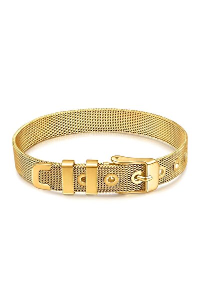 Generic Brand Regal Mesh Buckle Bracelet - 18K Gold Plated Stainless Steel