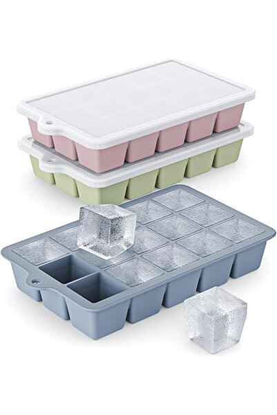 HZYH 3 Pack Silicone Ice Cube Trays with Lids, 45 Mini 1.2 Inch Cubes, BPA-Fr...
