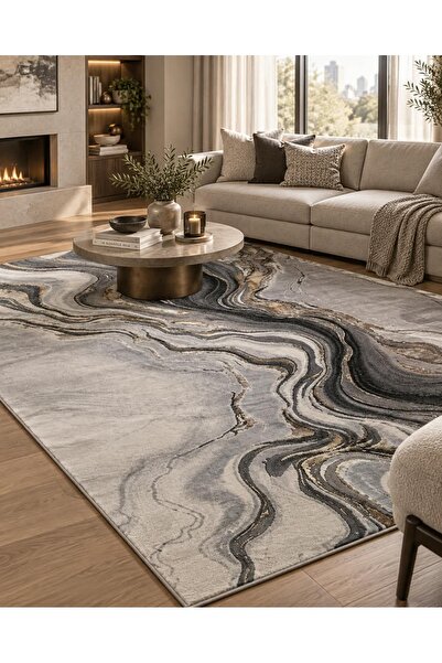 OEM Covor modern Almira Gri Negru 200 x 300 cm