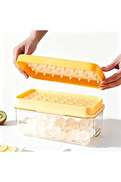 U-HOOME U HOOME Press Type Ice Cube Tray with Lid and Bin – Double Layer Stac...