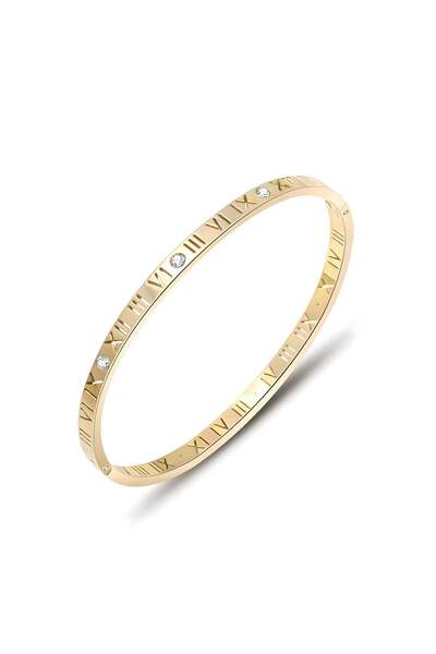 Generic Brand Luxe Engraved Bangle - 18K Gold Plated Stainless Steel