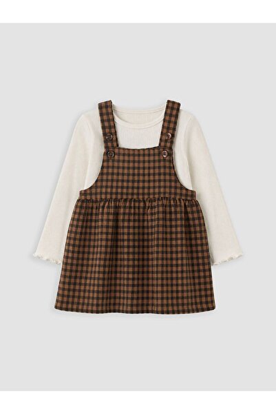 LC Waikiki Lcw Baby Brown Baby Girl Gabardine Dress and Blouse