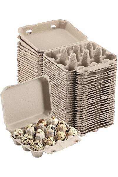 ALMEKAQUZ 30pcs Quail Egg Cartons, Natural Color Pulp Paper Dozen Egg Box, 12...