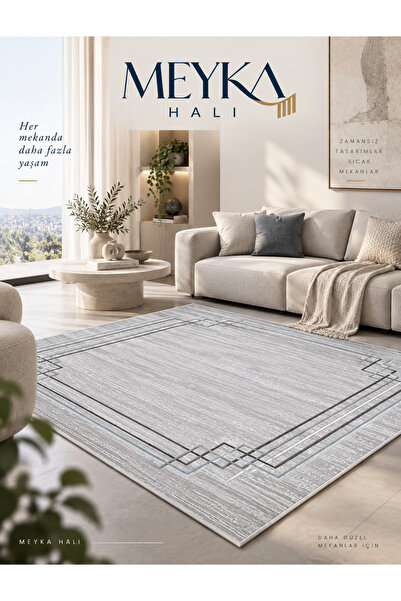 Nova Gri Salon Halısı – Modern Geometrik Desenli Açık Gri Halı