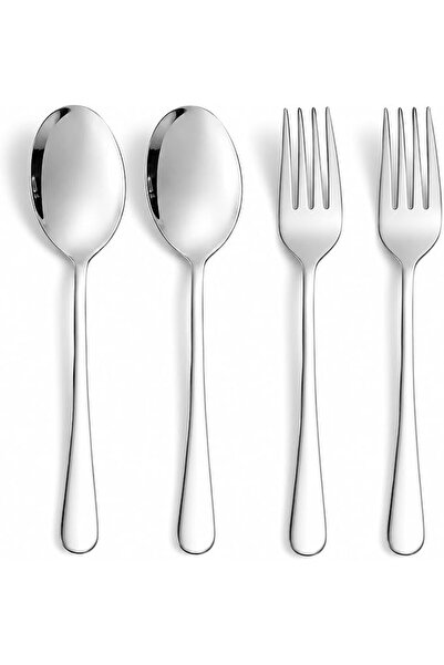 GENERAL Large Serving Utensils Set of 4, 25cm Stainless Steel Serving Spoons ...