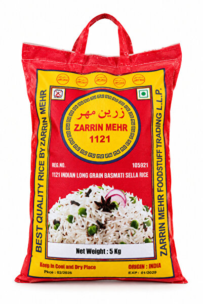 Hazar Gıda Zarrin Mehr 1121 Hindistan Long Grain Basmati Sella Pirinç 5 kg