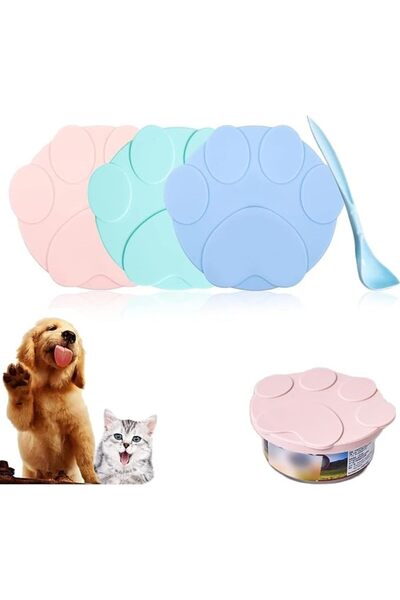 Tazweeq 3 Pack Silicone Can Lids with Spoon for Pet Food, Universal Airtight ...