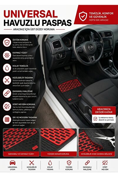 FORD FOCUS 1 SD 1999-2004 UNİVERSAL HAVUZLU PASPAS TAKIMI (KIRMIZI)
