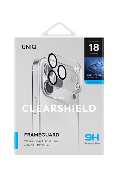 UNIQ Better By Design İPhone 18 Pro Max Kamera Lens ve Modül Koruyucu ClearShield FrameGuard Parma İzi Tutmayan Yüzey