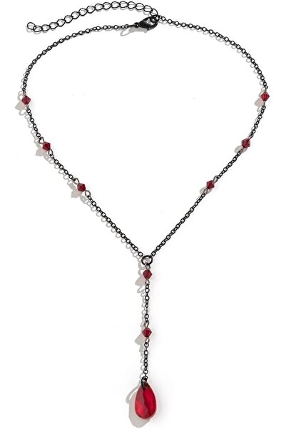 GENERAL Vintage Gothic Blood Drop Tassel Pendant Necklace, Red Water Drop Cho...