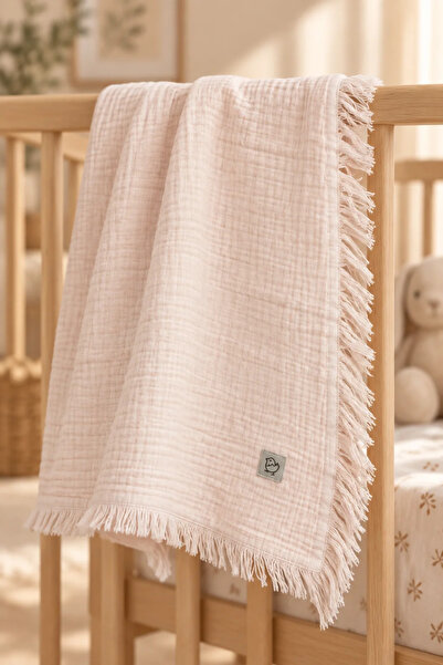 The Nest Kids Tasseled Gots Certified Muslin Baby Blanket 90X120 cm Pure Breeze