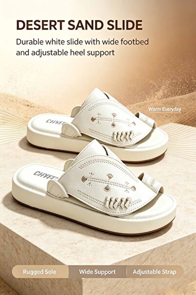 Amity Footwear KSA شباشب جلد مطرزة يدوياً بتصميم تراثي | نعل سميك ماص للصدمات...