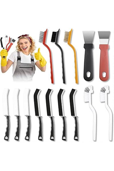 Yelajoy 14PCS Crevice Cleaning Brush Set, Hard Bristle Scrub Brushes for Deep...