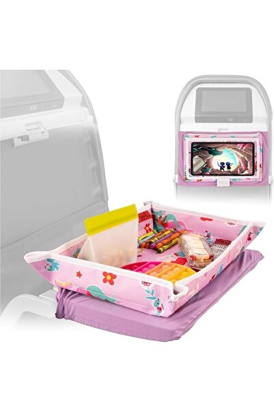 KASTWAVE Reusable Kids Tray Table Cover, Adjustable Airplane Tray Cover, Pock...
